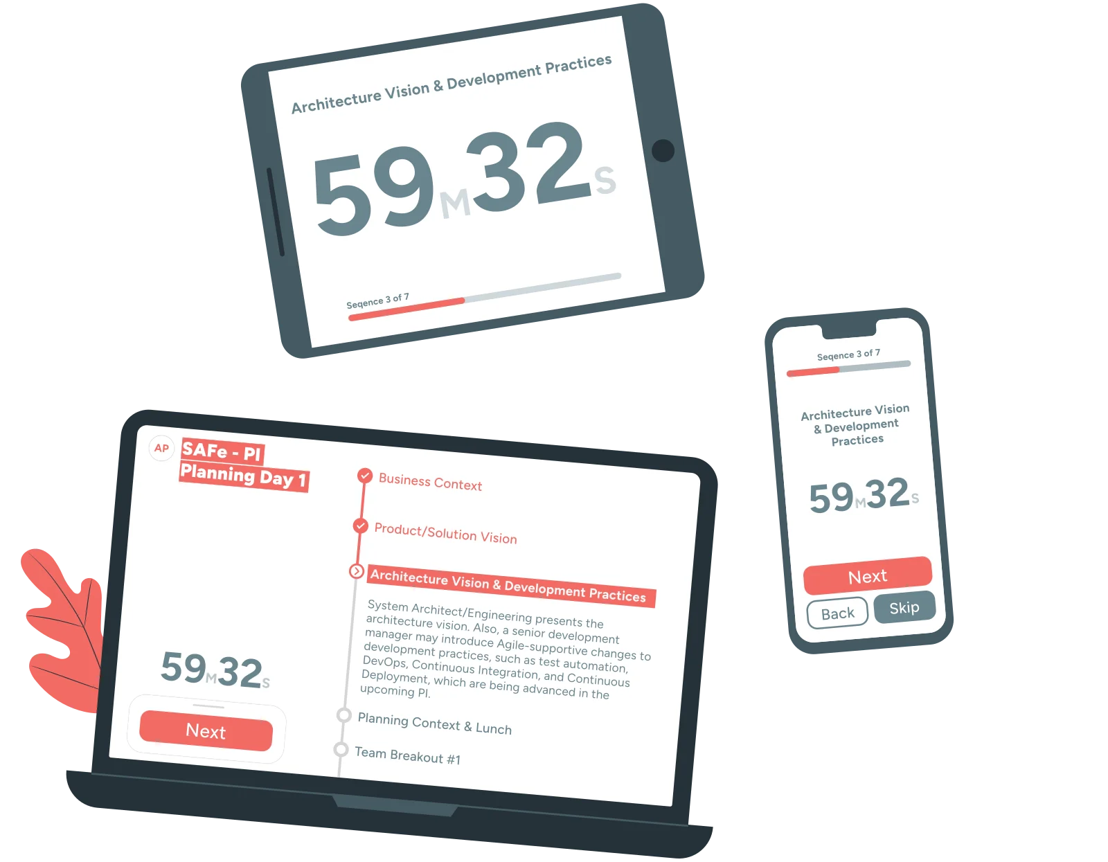 Catena sur ordinateur, tablette et téléphone : minuteur d’atelier et déroulé des séquences